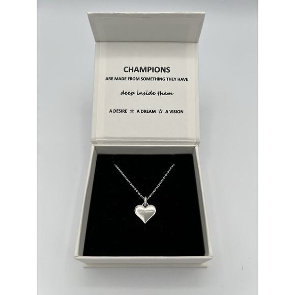 Sterling Silver 925 Shiny Heart Necklace 16” Chain Boxed Gift Engraved - Picture 3 of 9